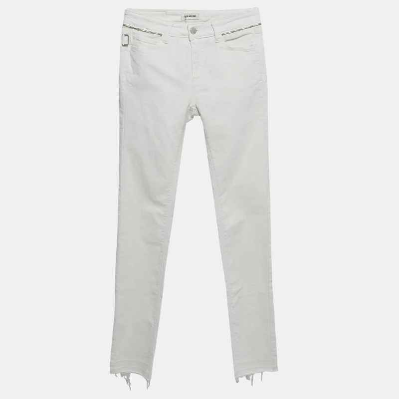 Zadig & Voltaire White Denim Eva Cher Jean Fashionable Straight Cut Jeans