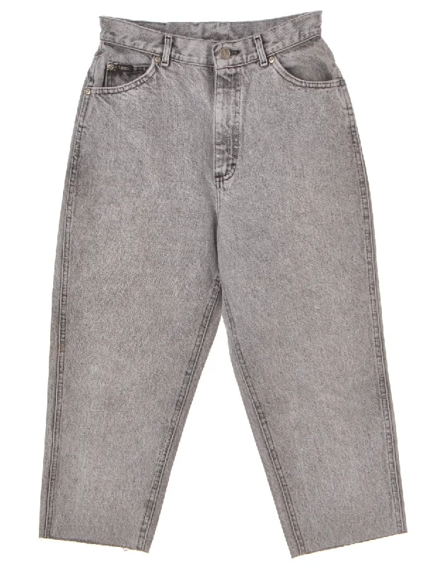 Label Tapered Men's Cropped Jeans Fashionable Distressed Jeans