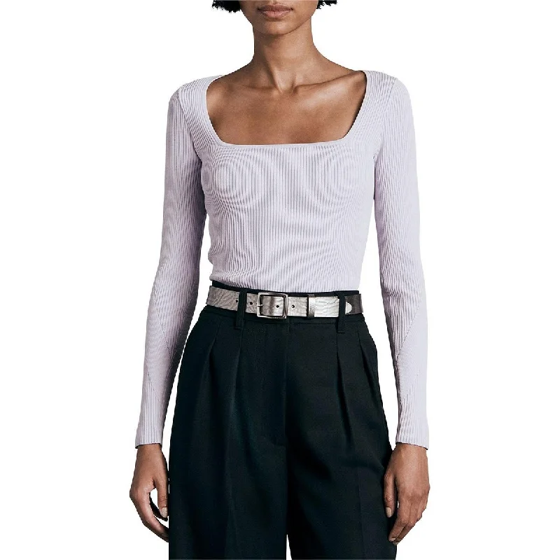 Asher Womens Fitted Square Neck Pullover Sweater Fitted Loose Oversized