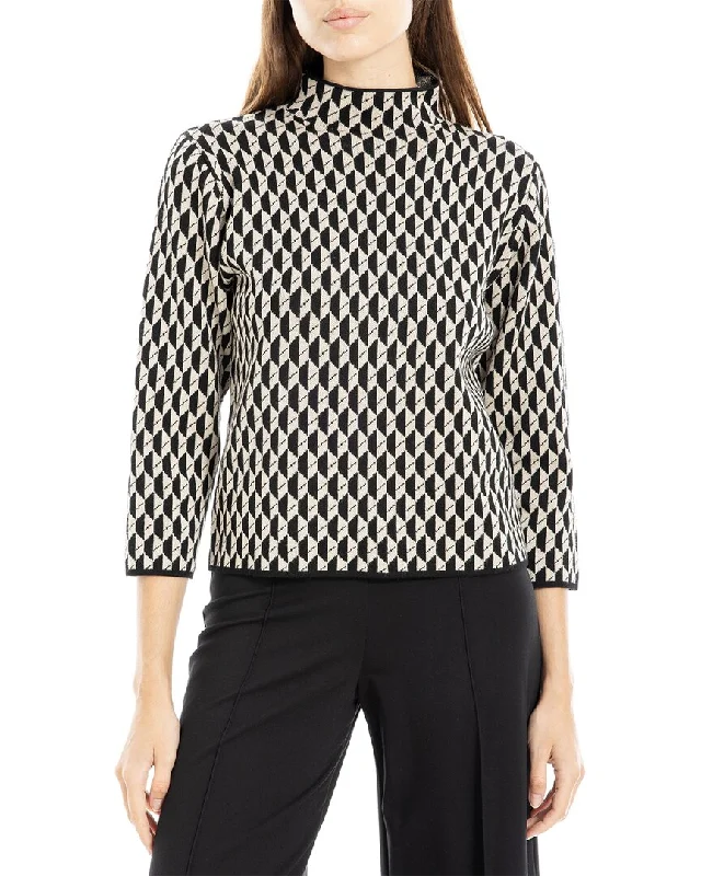 Max Studio High Neck Sweater Fleece Sweater Nylon Polyester