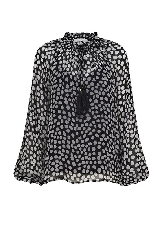 Mos The Label Ava Spots Blouse - Spots Print High Neck Blouse