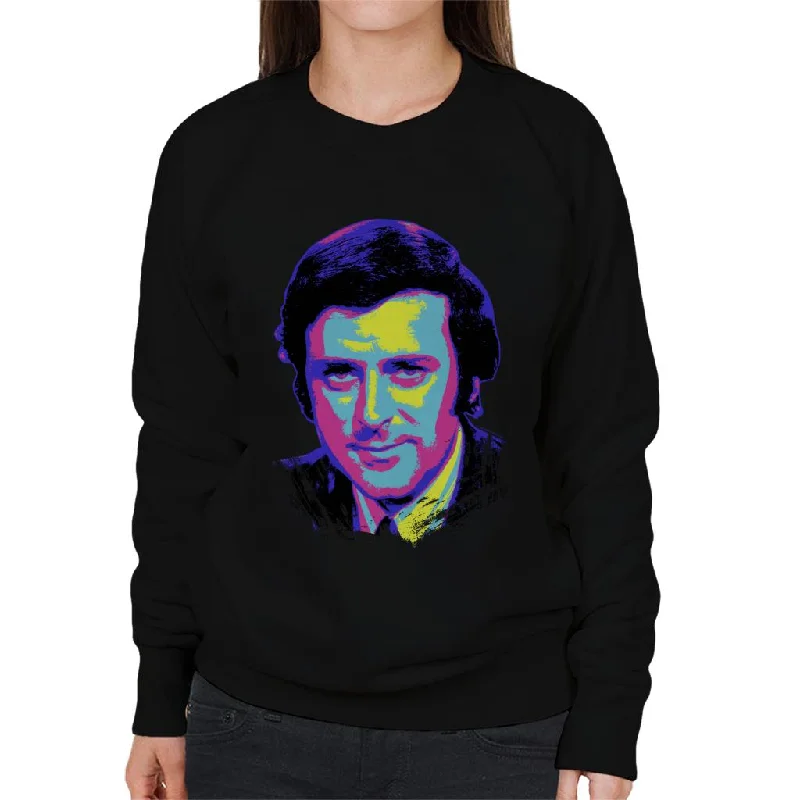 TV Times Presenter Terry Wogan 1972 Pop Art Stylised Women's Sweatshirt Hoodie with Exposed Zipper Edgy Industrial TV Times Presenter Terry Wogan 1972 Pop Art Stylised Women's Sweatshirt Hoodie with Exposed Zipper Edgy Industrial