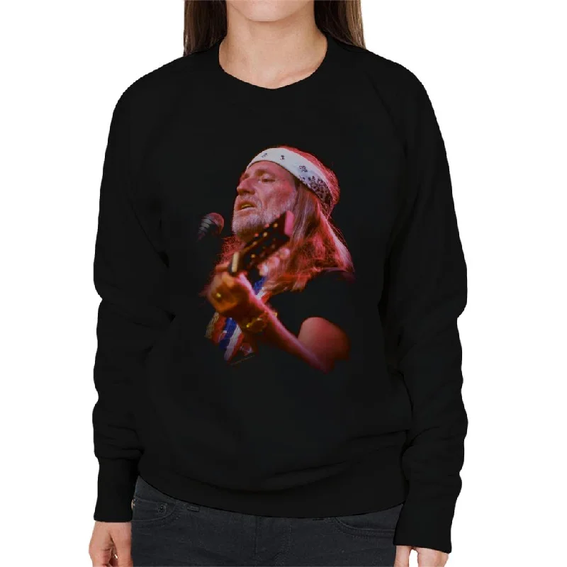 TV Times Willie Nelson Live Women's Sweatshirt Hoodie with Applique Textured Unique