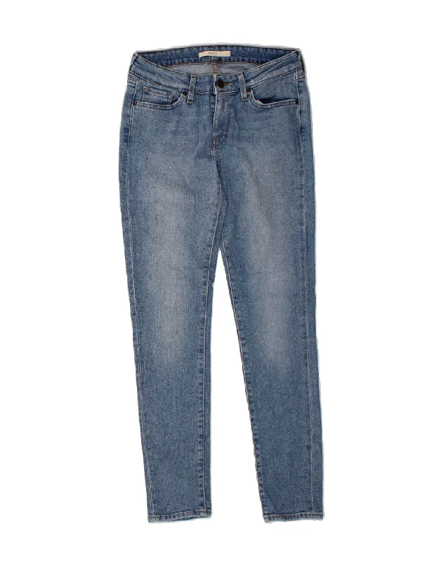 LEVI'S Womens 711 Skinny Jeans W26 L28 Blue Cotton Stylish Acid-Wash Jeans