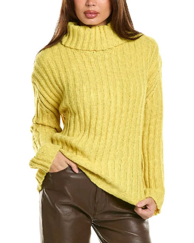 Joseph A. Ribbed Turtleneck Sweater Notch Collar Peter Pan Collar Cowl Neck