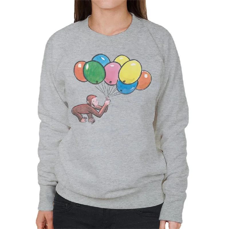 Curious George Holding Balloons Women's Sweatshirt Hoodie with Lining Warm Insulated Curious George Holding Balloons Women's Sweatshirt Hoodie with Lining Warm Insulated