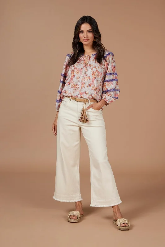 Ceramist Blouse in Multi LS2405 by Loobies Story Short Sleeve Blouse