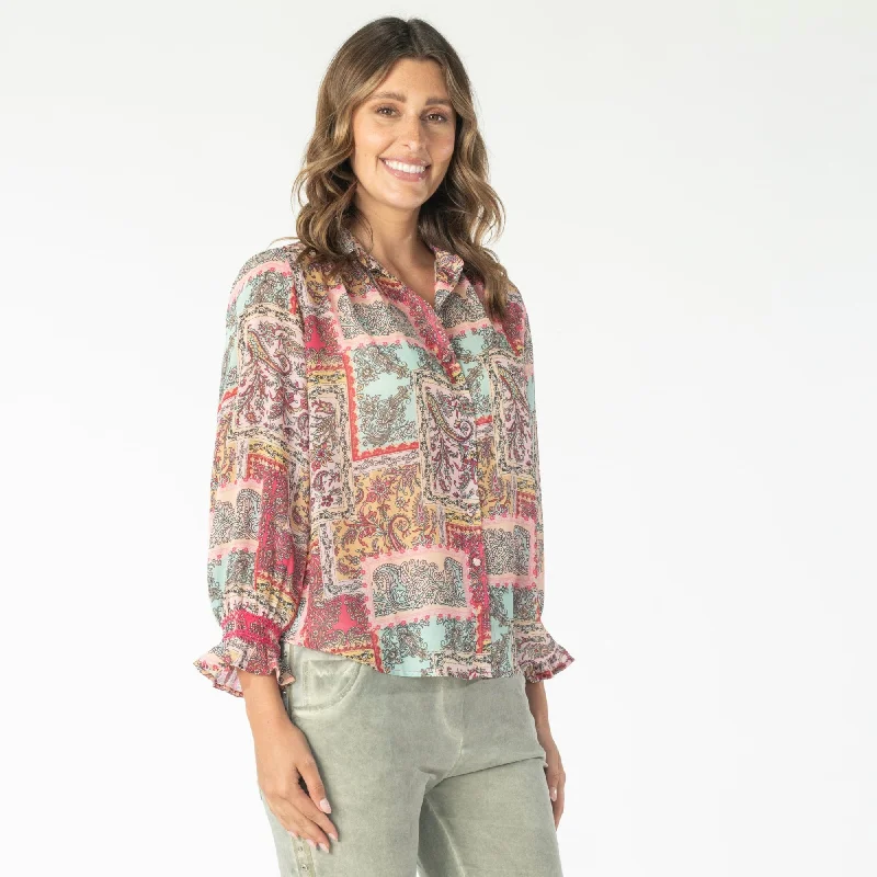 S412.412 Lunch Date Blouse -Multi Embroidered Cotton Blouse