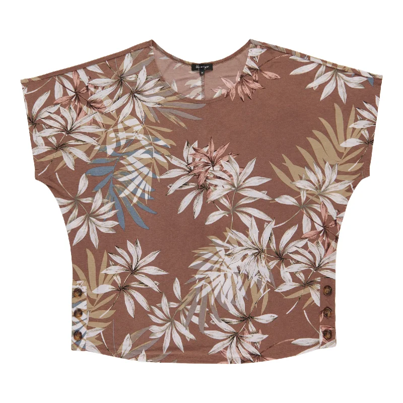 lily morgan Women's Plus Printed Button Detail Blouse Feminine Tie Blouse