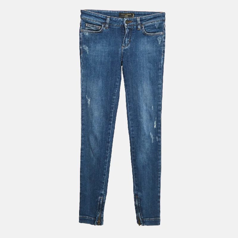Dolce & Gabbana Blue Ripped Denim Pretty Jeans Trendy Cut-Off Denim Shorts