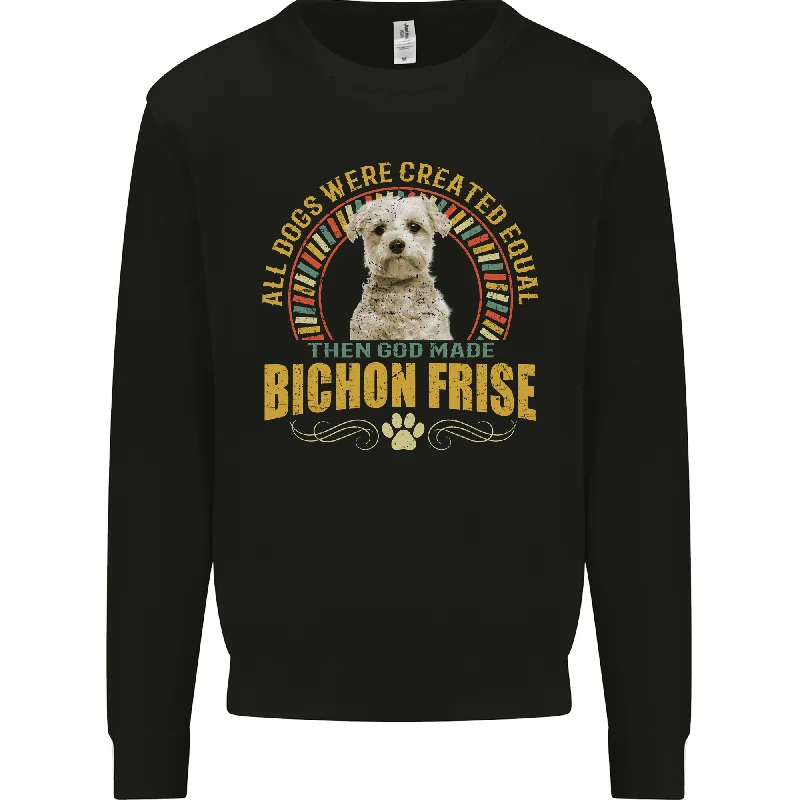 A Bichon Frise Dog Mens Sweatshirt Jumper Hoodie with Hem Raw Edge Edgy Unfinished