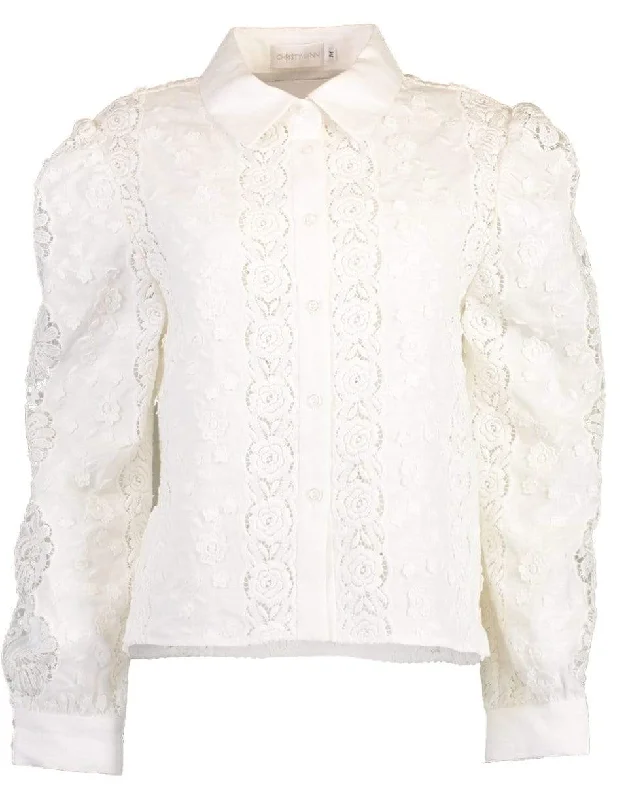Victoria Blouse - White Floral Stylish Wrap Blouse