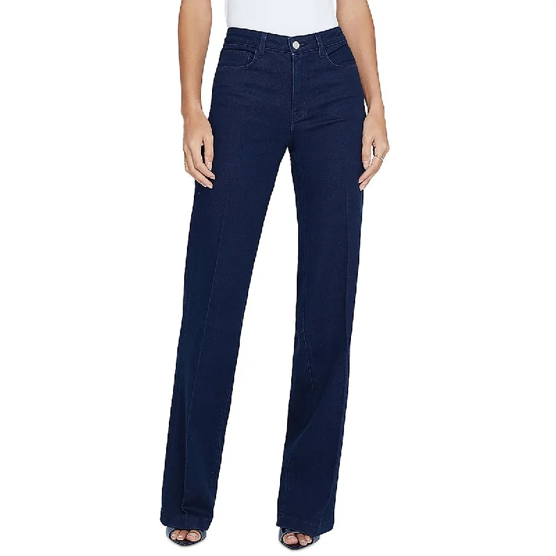 Womens High Rise Dark Wash Wide Leg Jeans Trendy Layered Pocket Jeans
