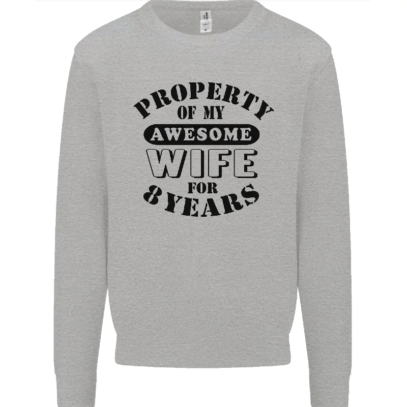 8th Wedding Anniversary 8 Year Funny Wife Mens Sweatshirt Jumper Hoodie Jacket Zipper Layering 8th Wedding Anniversary 8 Year Funny Wife Mens Sweatshirt Jumper Hoodie Jacket Zipper Layering