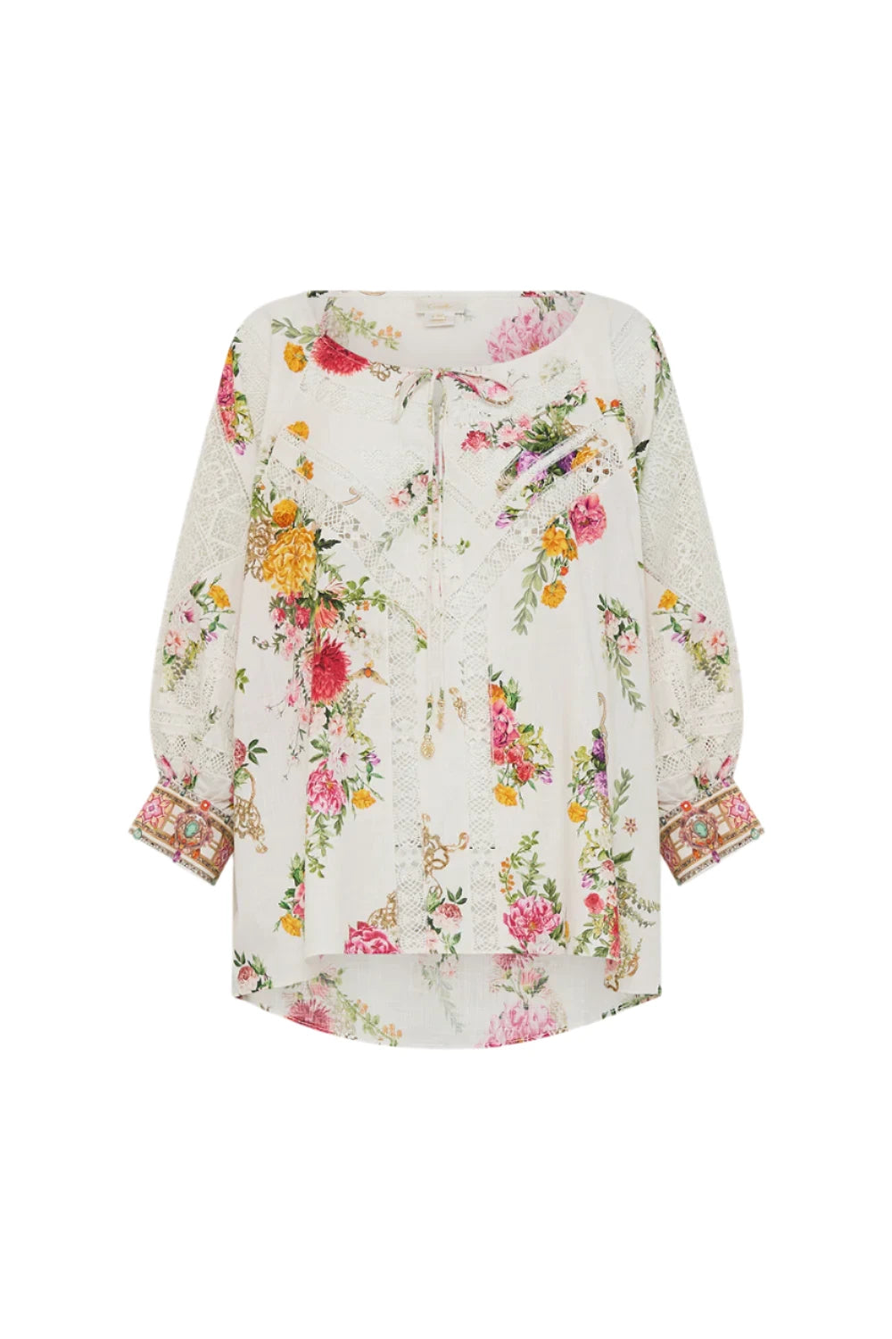Camilla Raglan Sleeve Blouse With Cuff - Egyptian Rose Side Tie Blouse