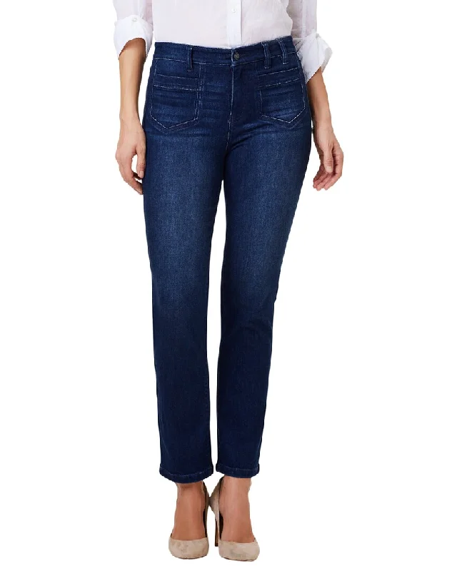 NIC+ZOE Mid Rise Straight Pocket Jean Casual Distressed Denim Jeans