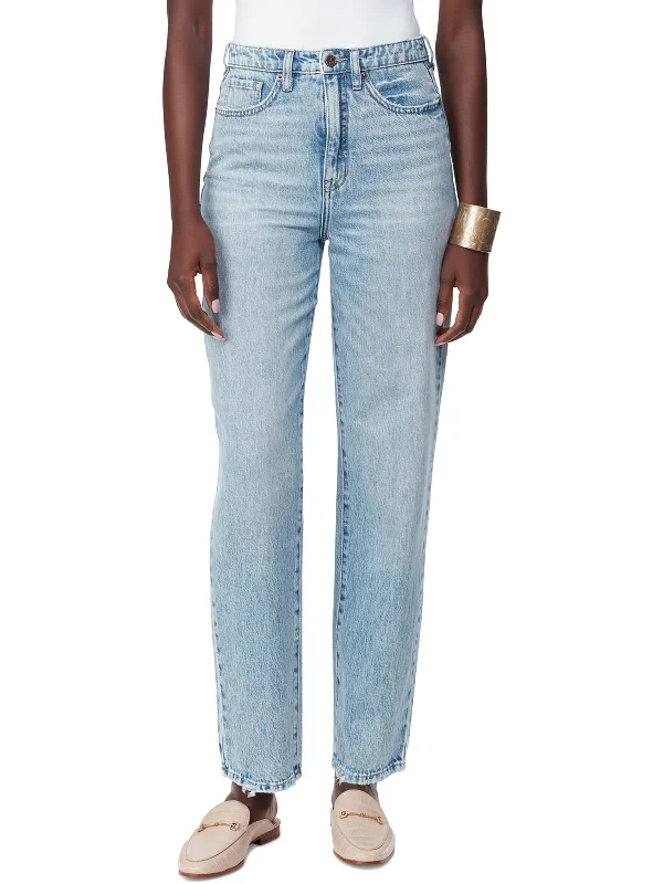Yaro Womens High Rise Light Wash Straight Leg Jeans Casual Light Wash Jeans