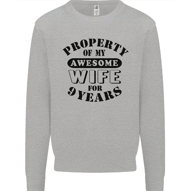 9th Wedding Anniversary 9 Year Funny Wife Mens Sweatshirt Jumper Hoodie with Camouflage Military Edgy 9th Wedding Anniversary 9 Year Funny Wife Mens Sweatshirt Jumper Hoodie with Camouflage Military Edgy