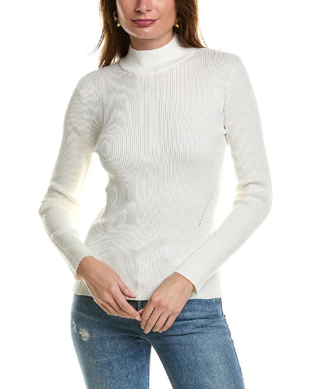 T Tahari Mock Neck Sweater Fleece Sweater Nylon Polyester