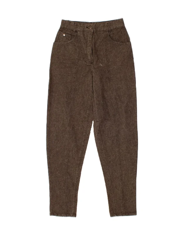 KENZO Womens Tapered High Waist Jeans IT 38 XS W26 L32 Brown Cotton Comfortable Folded Hem Jeans KENZO Womens Tapered High Waist Jeans IT 38 XS W26 L32 Brown Cotton Comfortable Folded Hem Jeans