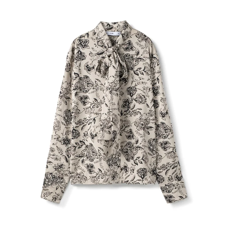 Silk Tie Blouse  In: Multi Casual Stripe Blouse