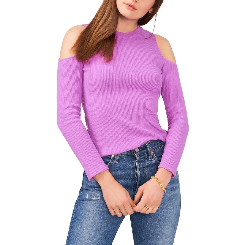 Womens Ribbed Knit Long Sleeve Pullover Sweater Embroidered Appliqued Beaded