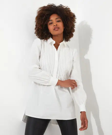 CLASSIC PIN TUCK BLOUSE -IVORY Delicate Pleat Blouse