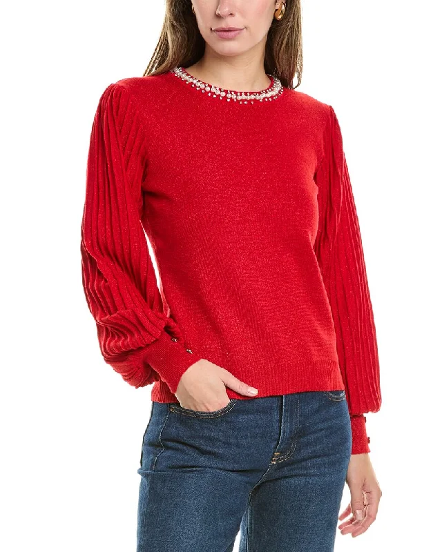 Nanette Nanette Lepore Embellished Neckline Sweater Cotton Fabric Linen Fabric Terry Fabric Nanette Nanette Lepore Embellished Neckline Sweater Cotton Fabric Linen Fabric Terry Fabric