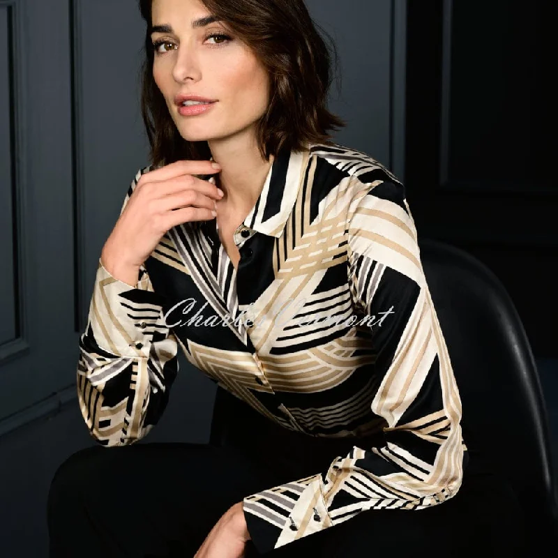Habella Printed Satin Blouse - Style 56016-50040-14 Lightweight Linen Blouse