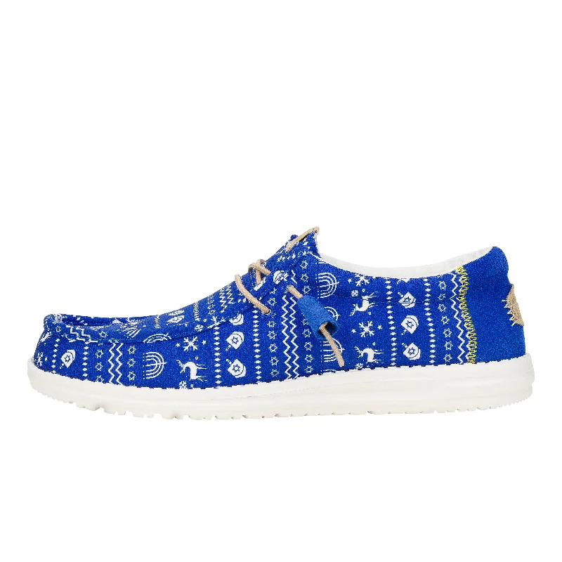Wally Hanukkah Sweater - Hanukkah Blue/White Anti-Pilling Anti-Shrink Durable
