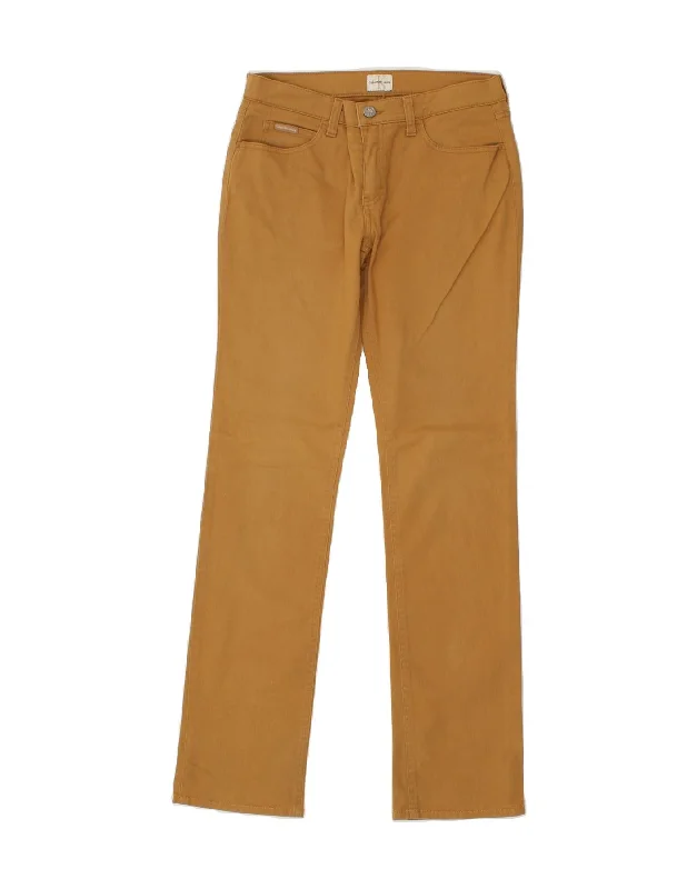 CALVIN KLEIN Womens Straight Jeans W28 L31  Brown Cotton Cozy Wide-Legged Jeans