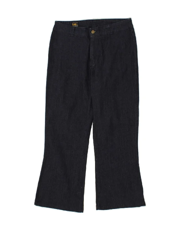 LEE Womens High Waist Crop Bootcut Jeans W32 L6  Navy Blue Cotton Cozy Relaxed Fit Denim Jeans