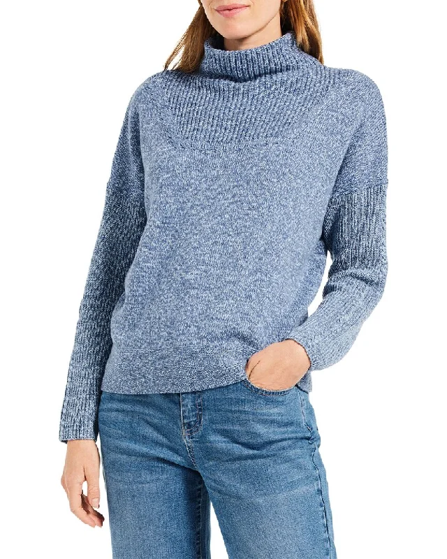 Nic+Zoe Petite Mix Stitch Sweater Wool Fabric Cashmere Fabric Tweed Fabric