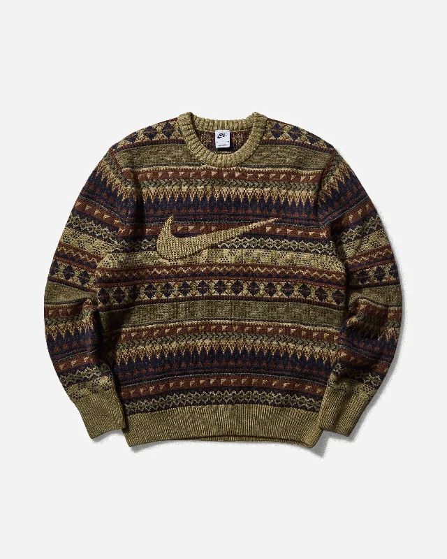 Men's Isle Swoosh Jumper Neutral Olive Chenille Blend Fleece Blend Nylon Blend