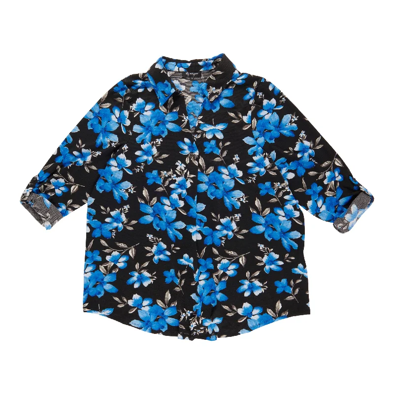 lily morgan Women's Plus Blouse with Button Details Chic Ruffle Blouse