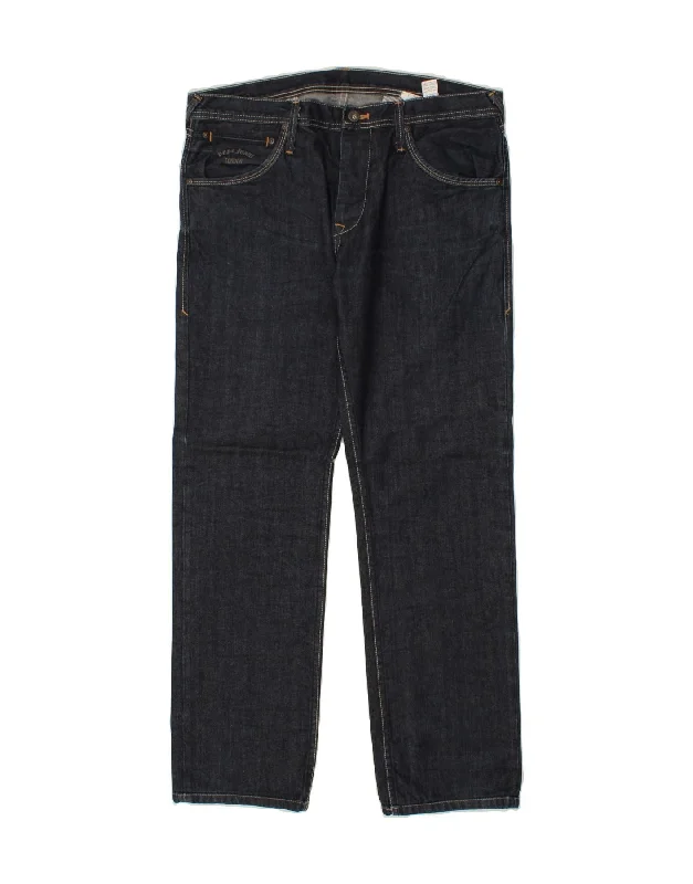 PEPE JEANS Womens Straight Jeans W34 L34 Navy Blue Polyester Trendy Flared Leg Jeans PEPE JEANS Womens Straight Jeans W34 L34 Navy Blue Polyester Trendy Flared Leg Jeans
