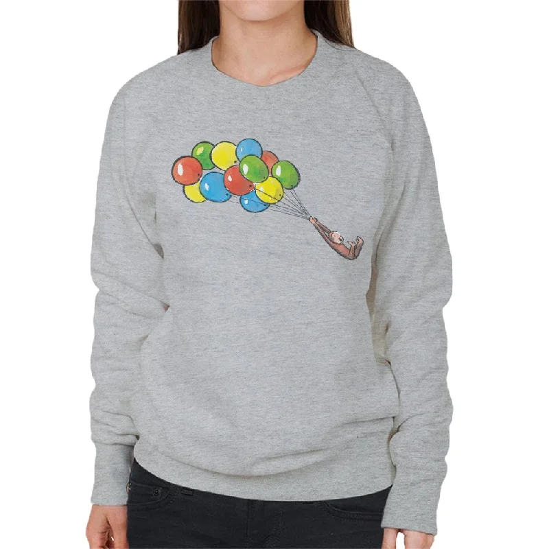Curious George Balloon Flying Backwards Women's Sweatshirt Hoodie with Earth Tones Natural Calm Curious George Balloon Flying Backwards Women's Sweatshirt Hoodie with Earth Tones Natural Calm