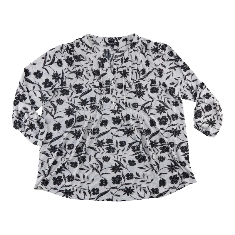 lily morgan Women's Plus V-Neck Crinkle Blouse Feminine Ruffle Blouse