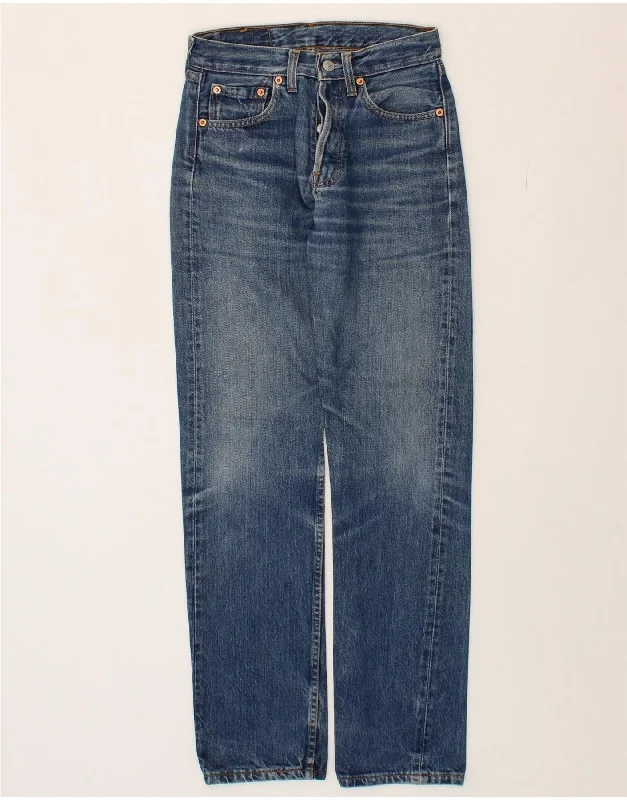 LEVI'S Womens 501 Straight Jeans W26 L32 Blue Cotton Casual Light Wash Jeans