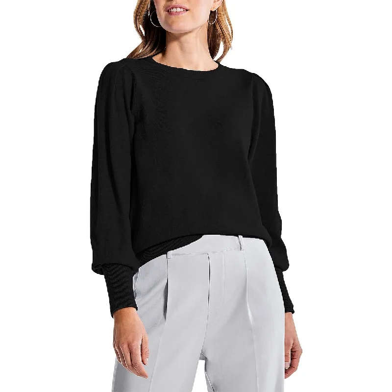 Womens Cotton Pleated Pullover Sweater Mesh Blend Leather Blend Suede Blend