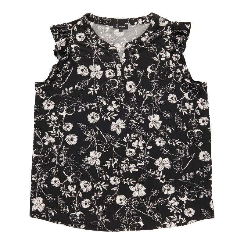 lily morgan Women's Plus V-Neck Blouse Ruffled Neck Blouse
