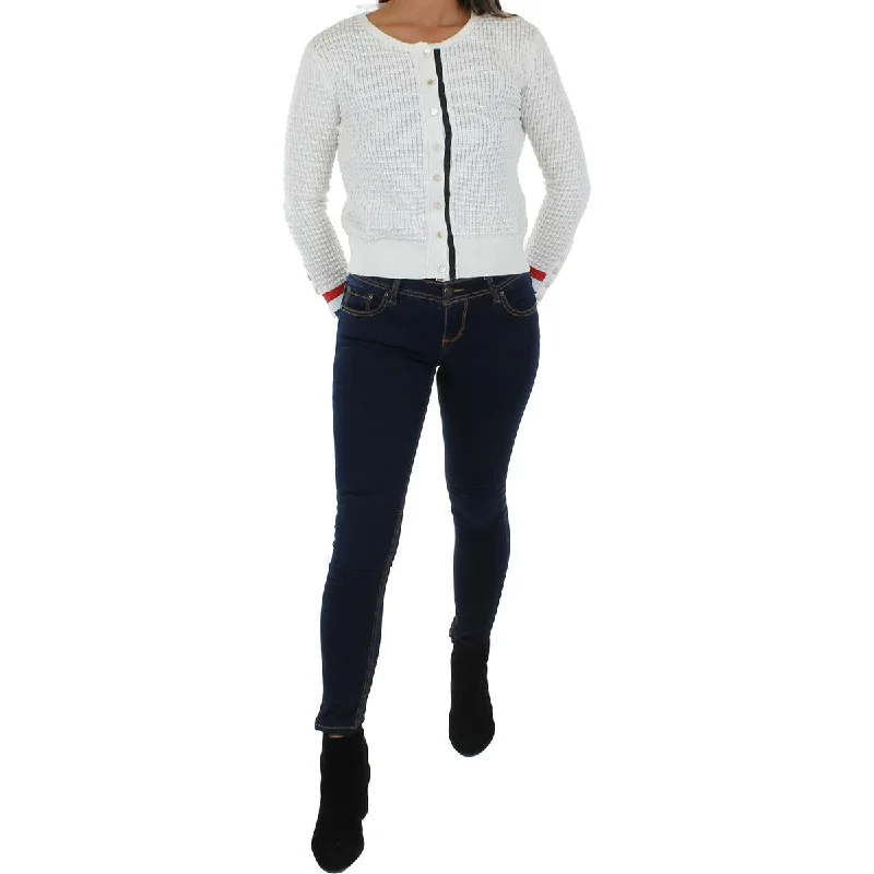 Womens Knit Button Down Cardigan Sweater Beaded Sweater Sequined Faux Fur