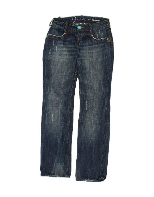 DESIGUAL Womens Regular Straight Jeans EU 36 Small W26 L31  Blue Trendy Acid Wash Skinny Jeans