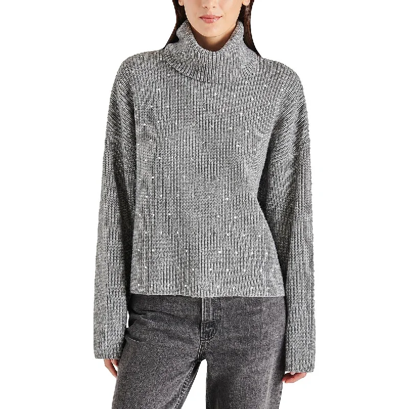 Astro Womens Heathered Long Sleeve Turtleneck Sweater Ribbed Striped Patterned
