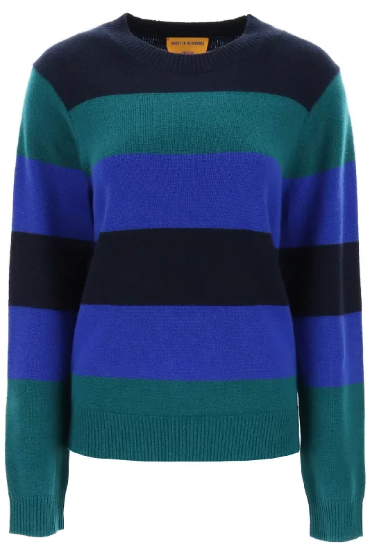 striped cashmere sweater U11210JM FOREST COBALT MIDNIGHT High Neck Crew Neck V-Neck