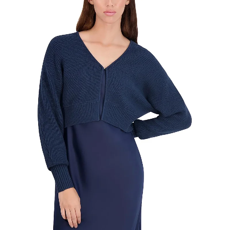 Womens Crop Bolero Cardigan Sweater Open Front Closed Front Wrap Front
