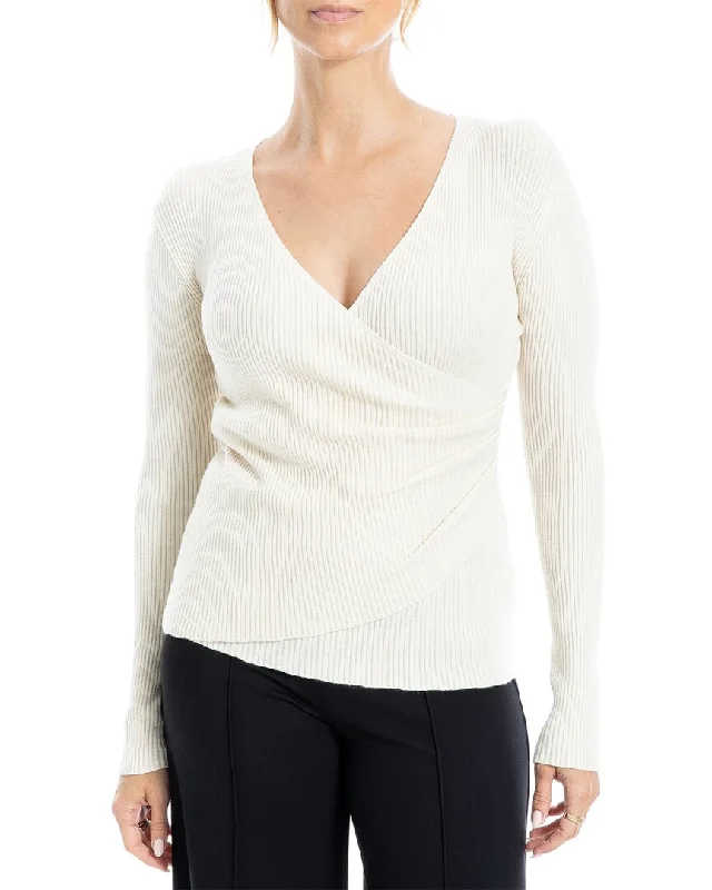 Max Studio Faux Wrap Sweater Plaid Sweater Polka Dot Checkered