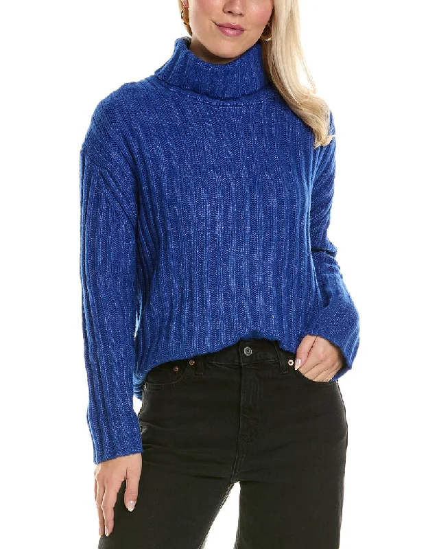 Joseph A. Ribbed Turtleneck Sweater Neon Metallic Matte