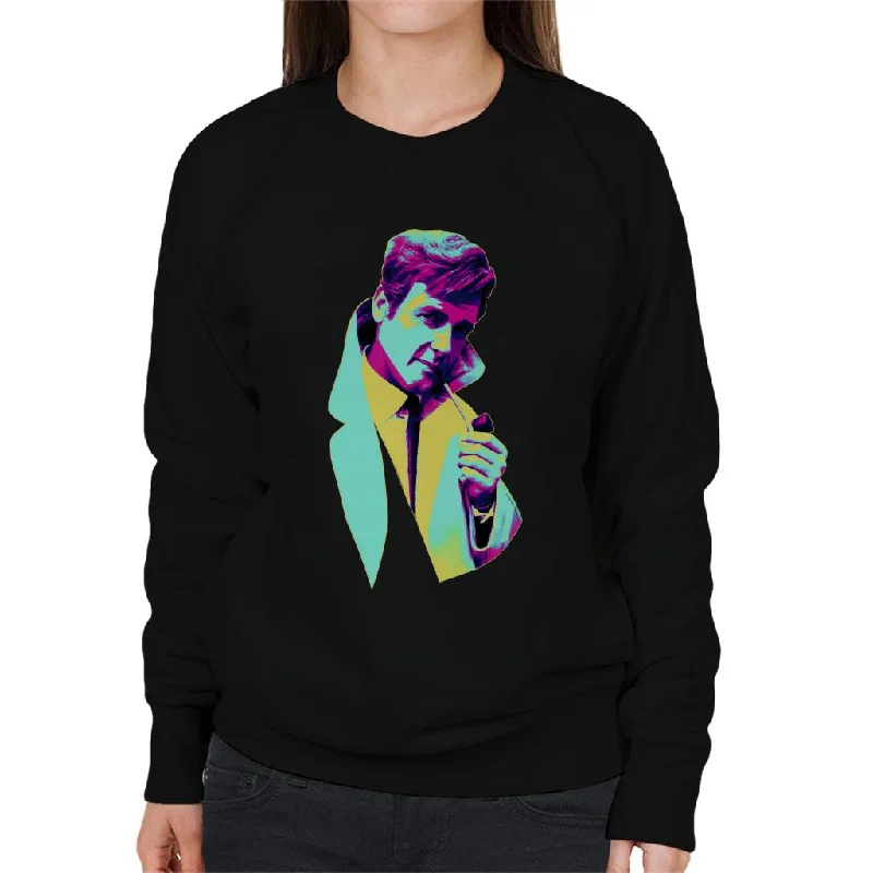 TV Times Roger Moore Park Stroll 1968 Pop Art Stylised Women's Sweatshirt Hoodie with Tied Waist Feminine Flattering TV Times Roger Moore Park Stroll 1968 Pop Art Stylised Women's Sweatshirt Hoodie with Tied Waist Feminine Flattering