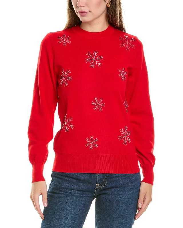 Nanette Nanette Lepore Rhinestone Snowflake Sweater Polka Dot Checkered Tartan